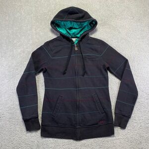 MATIX Hoodie‎ Womens Medium Black Striped Zip Up Faded Sweatshirt Skate Y2k
